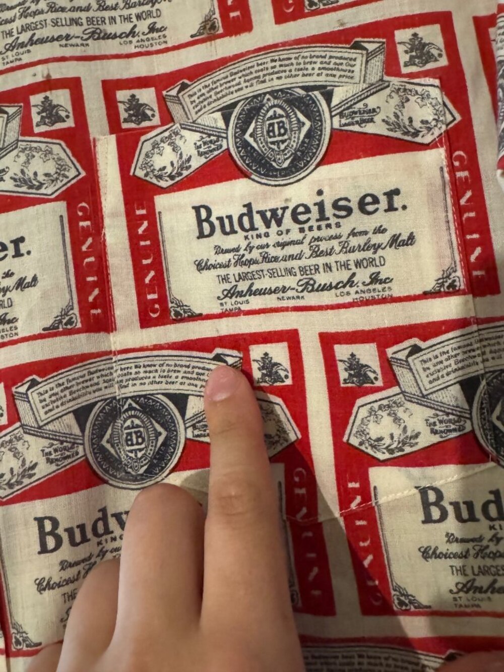 Vintage Budweiser Button Down Shirt Men’s Medium 15-15.5 inch Red Beer Label Pri - Picture 3 of 11